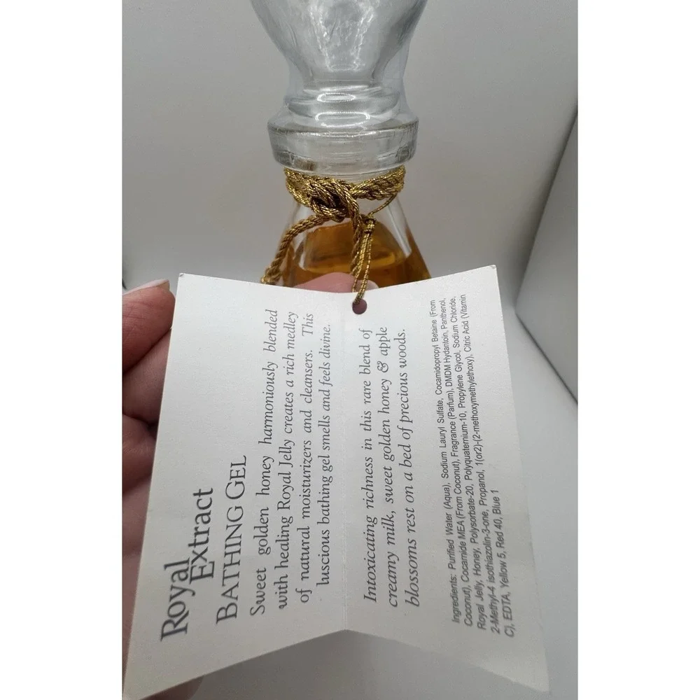 Lady Primrose Royal Extract Bathing Gel Glass Decanter w/Bee 8oz NOS Vintage